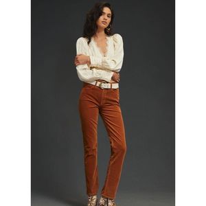 New Mother The Mid Rise Dazzler Corduroy Ankle Jeans Pants In Monks Robe Size 34